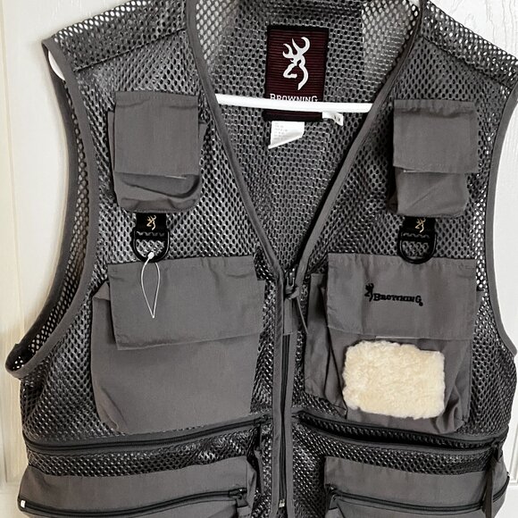 Vintage 1990's  Browning Men's Fly Fishing Vest    Gray   Size Medium - Picture 1 of 12